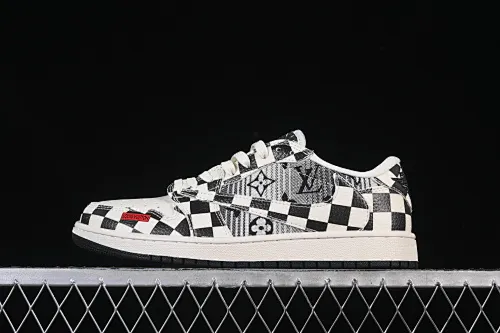 All categories Air Jordan Jordan series basketball shoes Air Jordan 1 Low High-end customized low-top sneakers Travis Scott x Fragment Design x Air Jordan 1 Low OG SP AJ1 Joe 1 LV joint black and white checkered denim low-top cultural casual sneakers LD2028-043